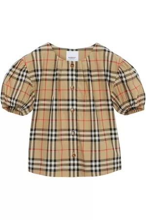 Burberry Meisjes Katoenen Blouses - Checkered cotton twill blouse