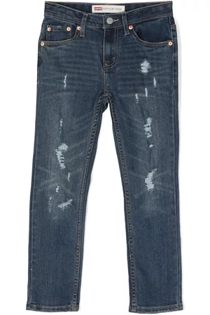 Levi's Straight - Distressed-finish straight-leg jeans