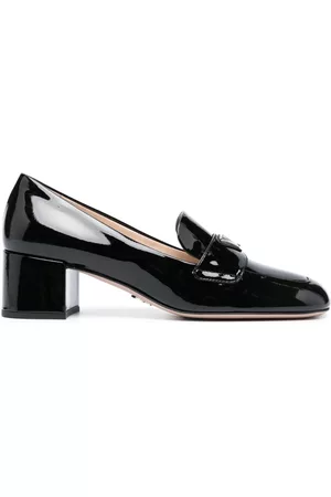 Prada Dames Loafers - 50mm triangle-logo patent leather loafers