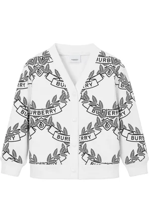 Burberry Meisjes Cardigans - Crest-print cotton cardigan