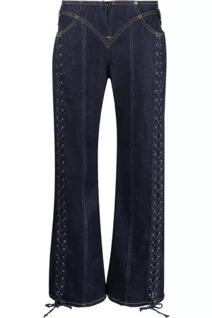 Jean Paul Gaultier Dames Straight - Lace-up low-waist jeans
