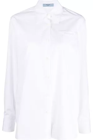 Prada Dames Overhemden - Logo-embroidered cotton shirt