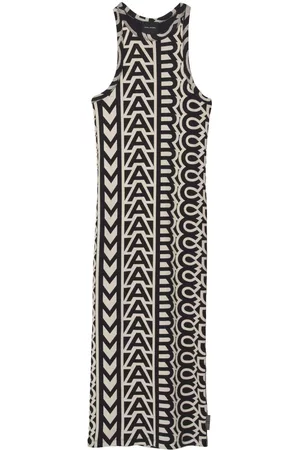 Marc Jacobs Dames Geprinte jurken - Monogram-pattern ribbed racer dress