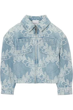Burberry Meisjes Donsjassen - Oak Leaf Crest print denim jacket