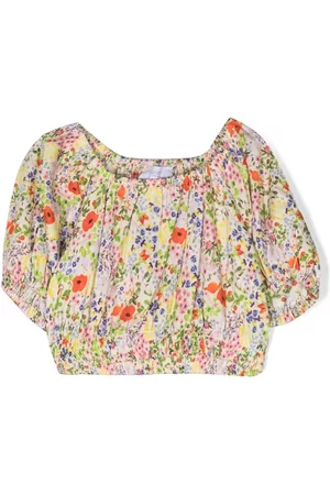 PAADE Meisjes Geprinte Blouses - Floral-print gathered-detail blouse