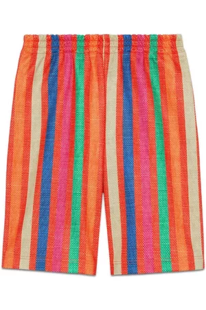 Gucci Jongens Shorts - Logo-patch striped jersey shorts