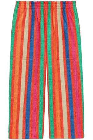 Gucci Jongens Broeken - Logo-patch striped jersey trousers
