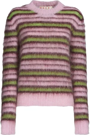 Marni Dames Gebreide truien - Stripe-pattern mohair-blend jumper