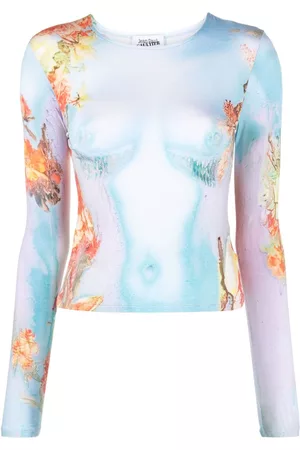 Jean Paul Gaultier Dames Geprinte Overhemden - Body Flower-print mesh top