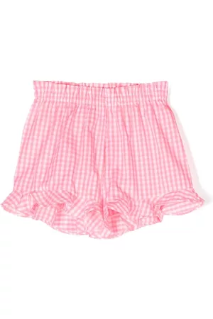 MC2 SAINT BARTH Meisjes Shorts - Embroidered-logo gingham-check shorts