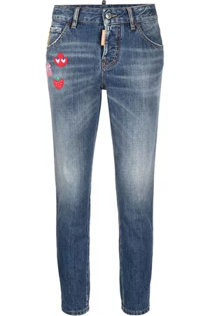 Dsquared2 Dames Straight - Patch-detail denim jeans