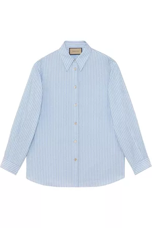 Gucci Dames Geprinte Overhemden - Logo-print long-sleeve cotton shirt