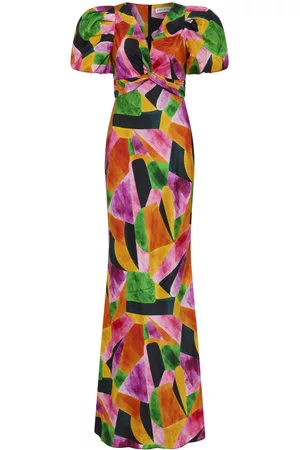 Rebecca Vallance Dames Geprinte jurken - Copacabana puff-sleeve floral-print gown