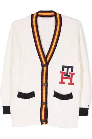 Tommy Hilfiger Meisjes Cardigans - Logo-embroidered ribbed-knit cardigan
