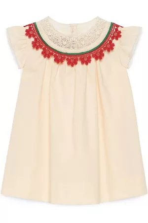 Gucci Meisjes Casual jurken - Floral-embroidered lace poplin dress