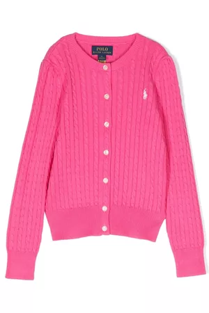 Ralph Lauren Meisjes Cardigans - Logo-embroidered cable-knit cardigan