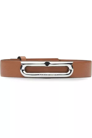 Salvatore Ferragamo Heren Leren Armbanden - Gancini-plaque leather bracelet