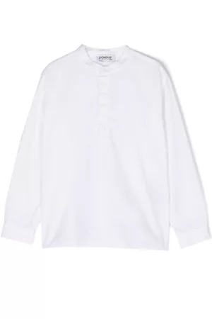 Dondup Jongens Lange Mouwen Overhemden - Collarless long-sleeve cotton shirt