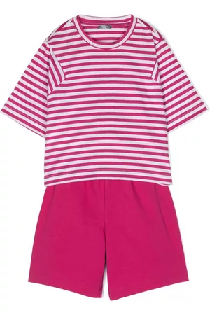 Il gufo Shorts - Striped bow-detailing shorts set