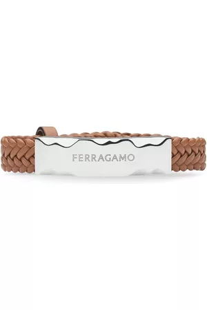 Salvatore Ferragamo Heren Leren Armbanden - Logo-engraved leather bracelet