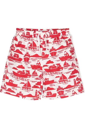 Petit Bateau Shorts - Graphic-print drawstring-waistband swim shorts