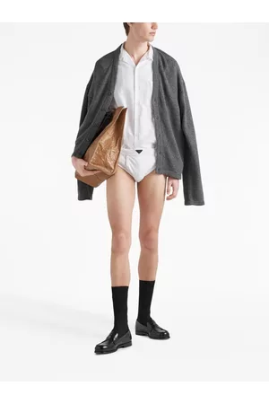 Prada Heren Katoen Overhemden - Triangle-logo cotton shirt