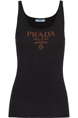 Prada Dames Strapless tops - Logo-print strapless top