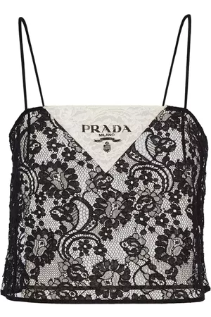 Prada Dames Tanktops - Floral-lace cropped top