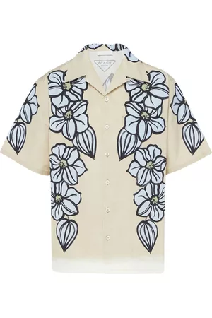 Prada Heren Korte mouw - Floral-print short-sleeve shirt