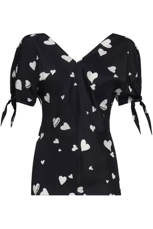 Marni Dames Geprinte Blouses - Heart-print silk blouse