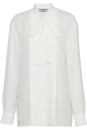 Prada Dames Overhemden - Pleated logo-jacquard shirt