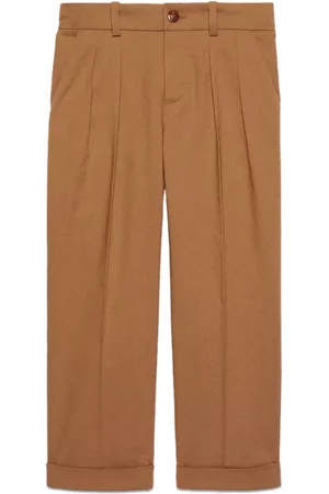 Gucci Jongens Broeken - Box-pleated cotton trousers
