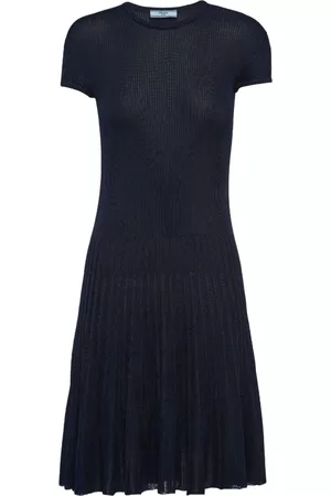 Prada Dames Gebreide jurken - Short-sleeve silk knitted dress