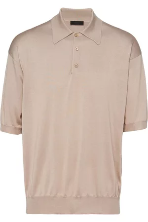 Prada Heren Korte Mouwen Poloshirts - Silk short-sleeve polo shirt
