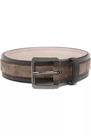 Brunello Cucinelli Dames Riemen - Leather-trim suede belt