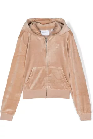 Juicy Couture Meisjes Donsjassen - Embroidered-logo velvet hooded jacket