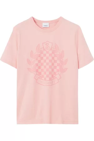 Burberry Dames Katoenen Truien - Chequered Crest cotton T-shirt