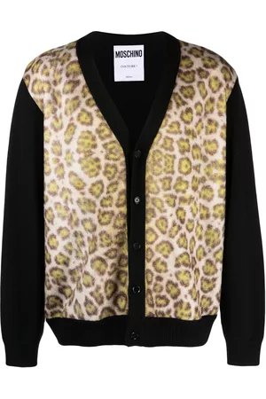 Moschino Heren Cardigans - Leopard-print virgin-wool cardigan