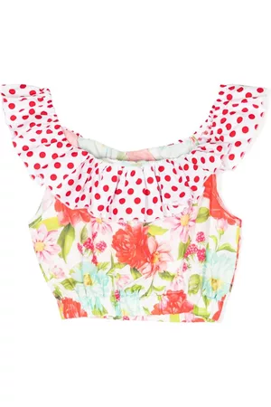 SELINIACTION KIDS Meisjes Geprinte Blouses - Floral-print ruffled top