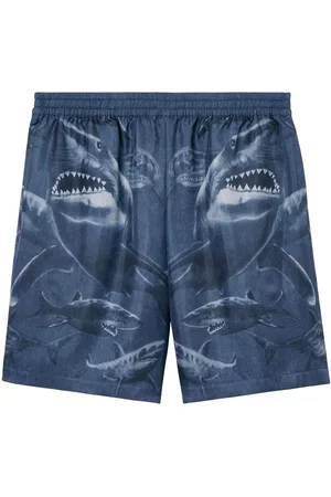 Burberry Heren Bermuda's - Shark-print silk shorts