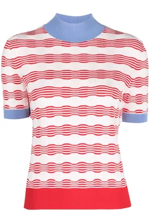 HUGO BOSS Dames Turtleneck Tops - Wave-print high-neck T-shirt