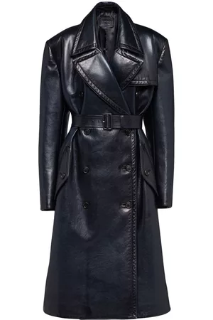 Prada Dames Trenchcoats - Double-breasted leather trench coat