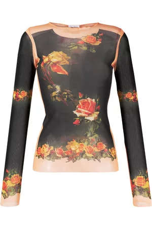 Jean Paul Gaultier Dames Geprinte Overhemden - Rose-print long-sleeve top