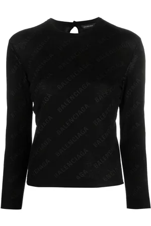 Balenciaga Dames Geprinte Overhemden - Logo-print cotton sweatshirt