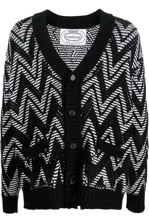 Missoni Heren Cardigans - Zigzag- embroidered wool cardigan