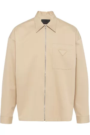 Prada Heren Katoen Overhemden - Zip-front cotton shirt