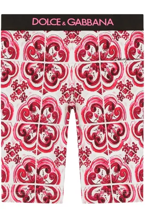 Dolce & Gabbana Meisjes Cycling Shorts - Majolica-print cycling shorts