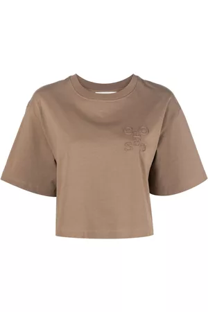 Closed Dames T-shirts - Logo-embroidered cropped T-shirt