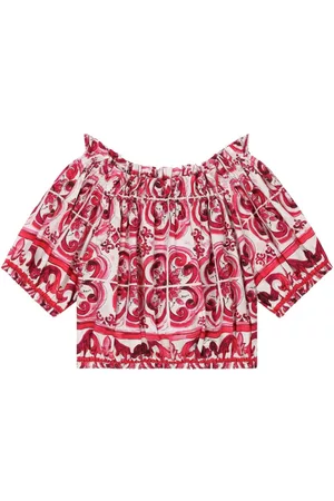 Dolce & Gabbana Meisjes Katoenen Blouses - Majolica-print poplin cotton top