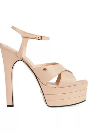 Gucci Dames Leren Sandalen - Crossover-strap platform leather sandals